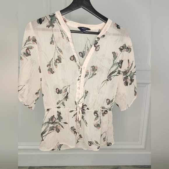 White Floral Work/Casual Top - Picture 4 of 4